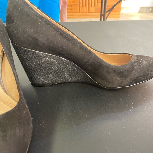Lands’ End Suede Black Wedges 8W New! - Picture 2 of 5